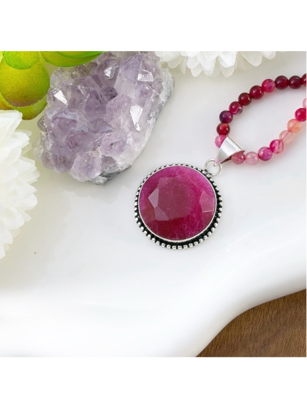 Ruby Pendant Jewelry Set Lot Southwest Boho New 925 Sterling Silver Overlay - Picture 3 of 8